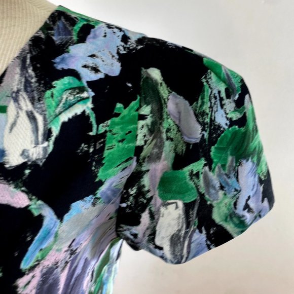 Milly Chloe Dress Painted Floral Sheath V Neck - Picture 4 of 11